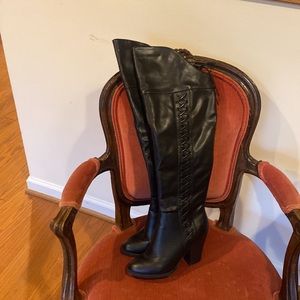 Heeled faux leather over-the-knee boots 6.5